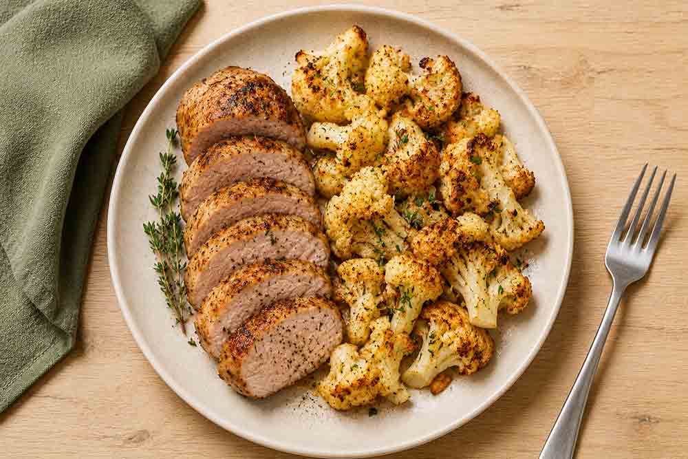 Filet de porc au chou-fleur rôti