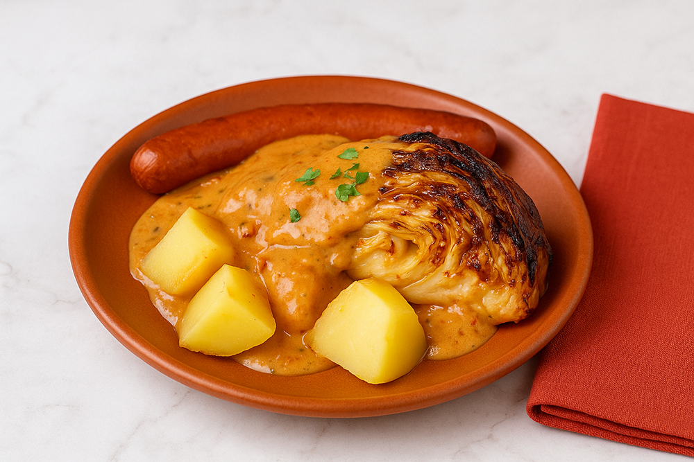 Chou pointu au four avec sauce au parmesan