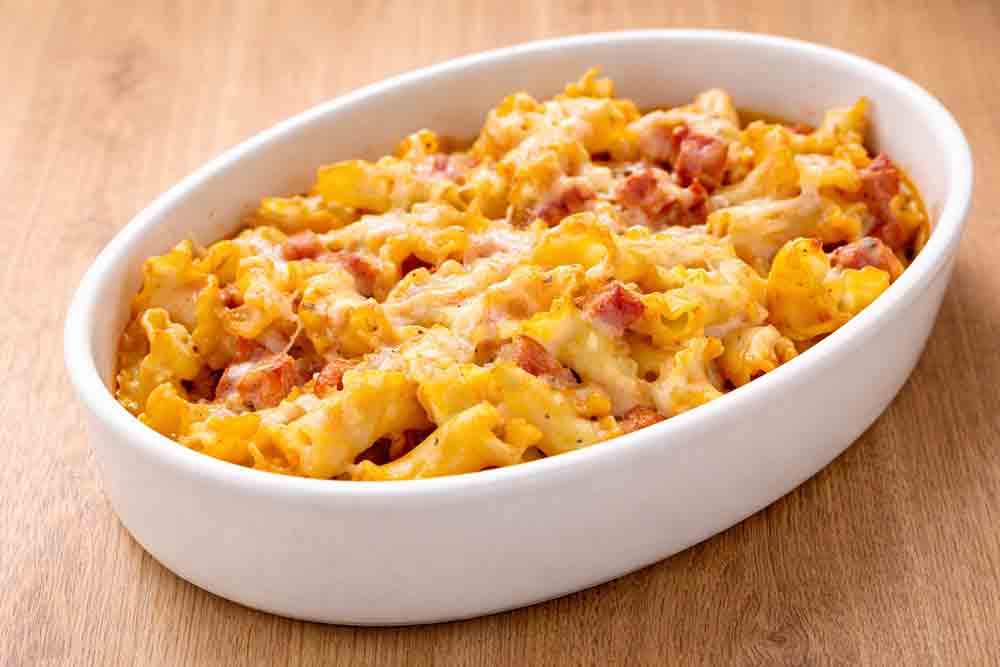 Gratin de pâtes au jambon
