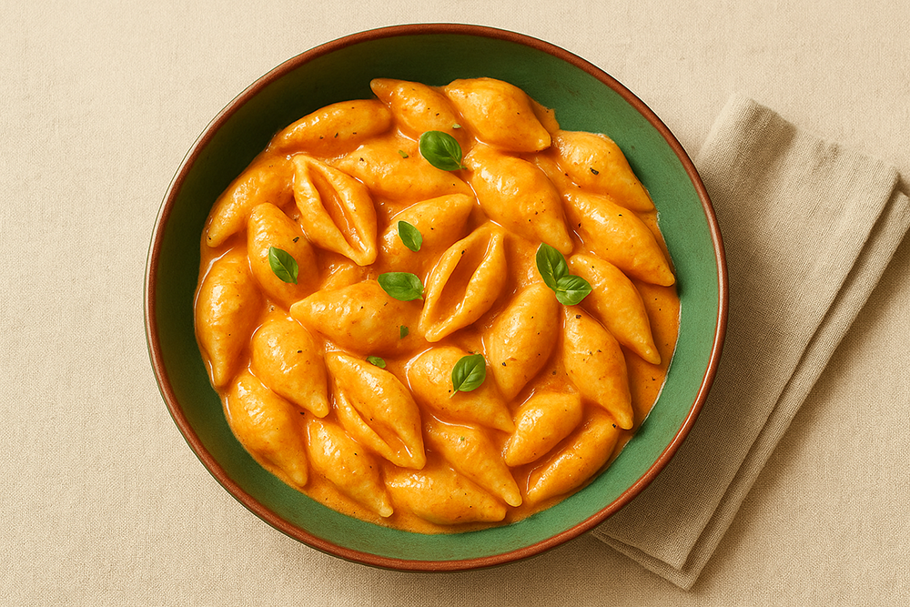 Pâtes en coquillage à la sauce tomate légère et onctueuse
