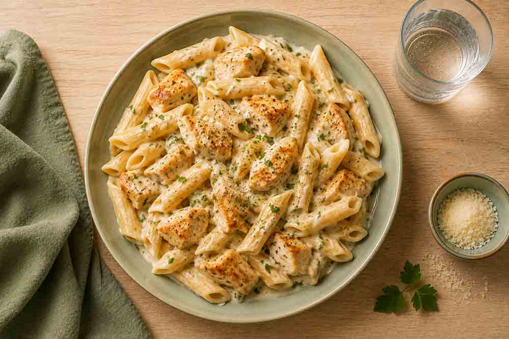 Pâtes poulet crème