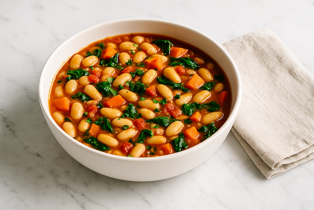 Plat chaud aux haricots blancs et légumes