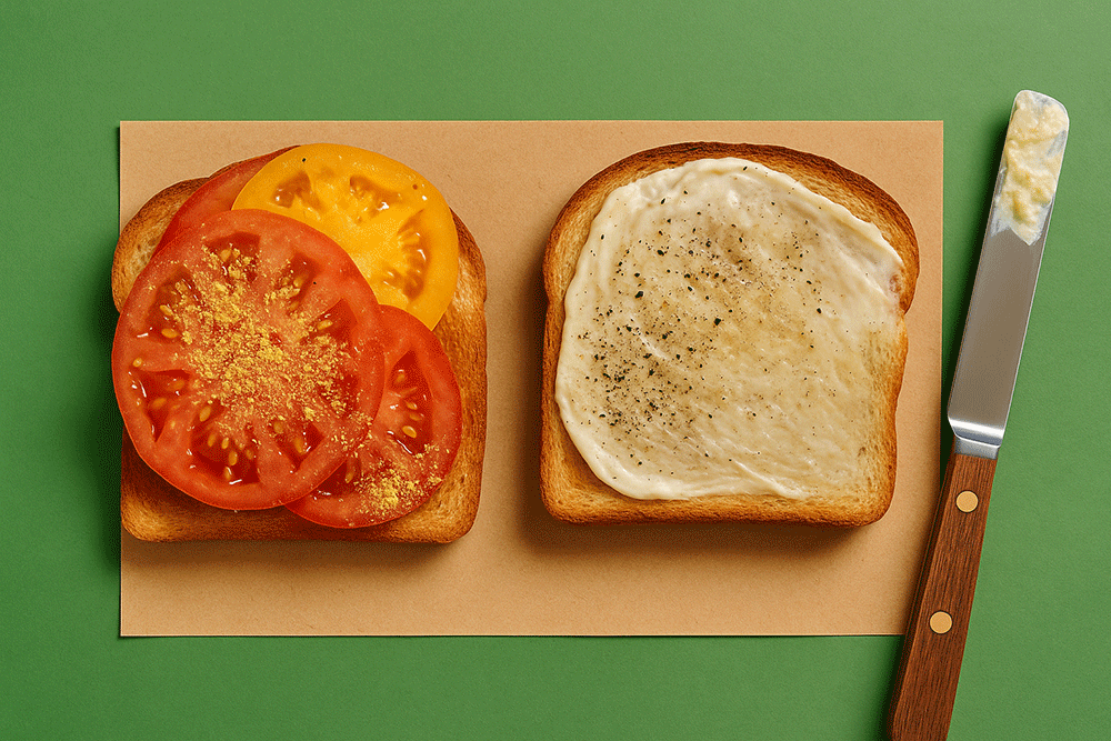 Sandwich gourmand à la tomate et au miso