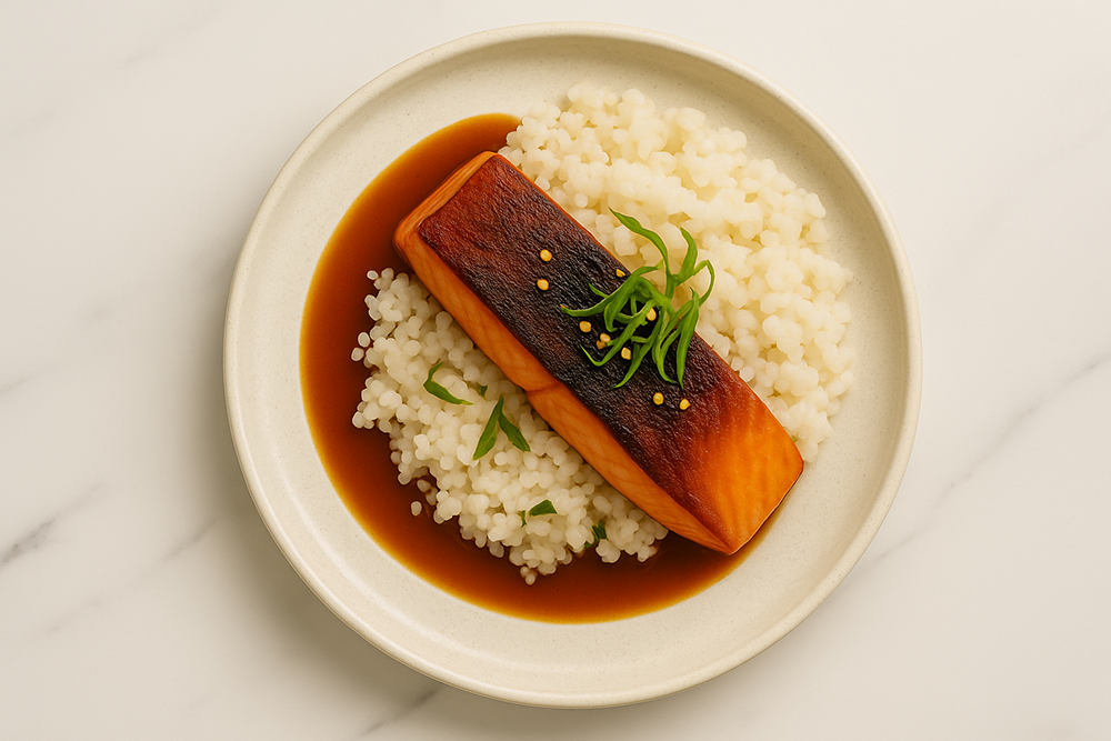 Saumon à la poêle avec beurre au miel et au miso