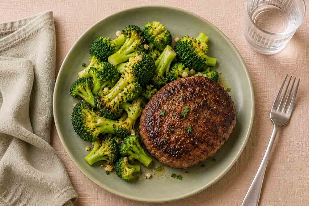 Steak haché aux brocolis