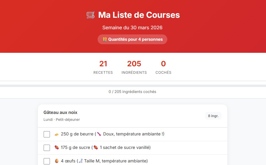 Liste de courses